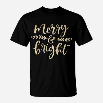 Merry And Bright Christmas Gifts Boys Kids Girls Xmas Tree T-Shirt | Crazezy