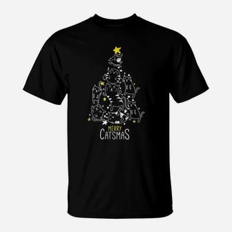 Merry Catsmas Tree Funny Xmas Christmas Gifts Cat Lovers T-Shirt | Crazezy DE