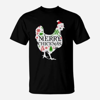 Merry Chickmas Santa Hat Chicken Lovers Christmas Gift Sweatshirt T-Shirt | Crazezy AU