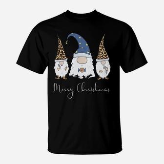 Merry Christmas - Funny Gnomes & Coffee Lovers Leopard Xmas Sweatshirt T-Shirt | Crazezy