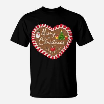 Merry Christmas Gingerbread Heart Family Women Girls Gift Sweatshirt T-Shirt | Crazezy
