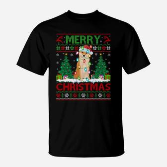 Merry Christmas Lighting Ugly Shiba Inu Christmas Sweatshirt T-Shirt | Crazezy UK