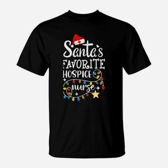 Merry Christmas Nurse Crew Rn Santa's Favorite Hospice Nurse T-Shirt | Crazezy