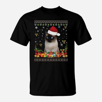 Merry Christmas Siamese Cat Ugly Sweater Santa Claus Lover T-Shirt | Crazezy