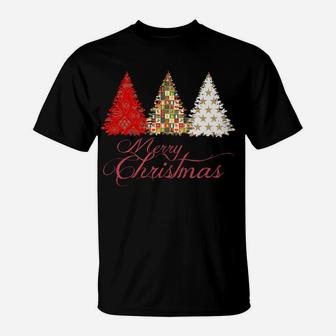 Merry Christmas Trees With Christmas Tree Patterns T-Shirt | Crazezy AU