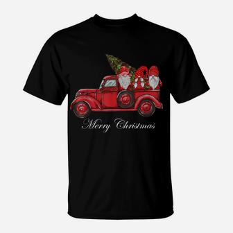 Merry Christmas Vintage Red Truck Gnomes With Christmas Tree T-Shirt | Crazezy