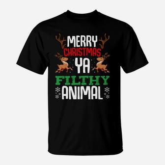 Merry Christmas You Filthy Animal Funny Xmas Winter Snow Sweatshirt T-Shirt | Crazezy UK