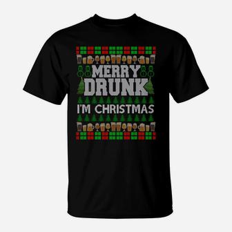 Merry Drunk I'm Christmas Beer Drinking Ugly Xmas Sweatshirt T-Shirt | Crazezy AU