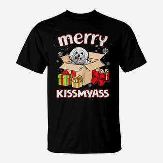 Merry Kissmyass Bichon Frise In Box Xmas Lover Gifts T-Shirt - Monsterry