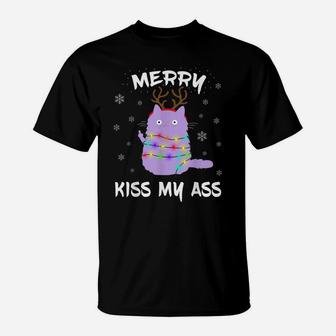 Merry Kissmyass Christmas Cute Cat Hates Christmas T-Shirt | Crazezy