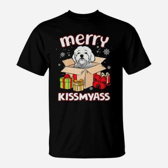 Merry Kissmyass Maltese In Box Xmas Lover Gifts T-Shirt - Monsterry