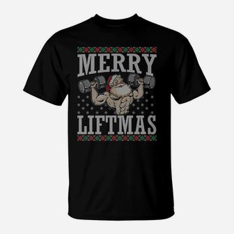 Merry Liftmas Funny Fitness Weight Lifting Workout Gym Gift T-Shirt | Crazezy