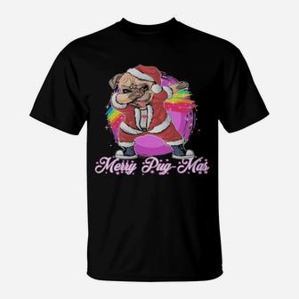 Merry Pugmas Dabbing Pug Santa T-Shirt - Monsterry DE