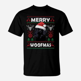 Merry Woofmas Black Lab Christmas Dog Lover Xmas Gift Sweatshirt T-Shirt | Crazezy