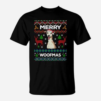 Merry Woofmas Ugly Sweater Christmas Greyhound Lover Gift Sweatshirt T-Shirt | Crazezy AU