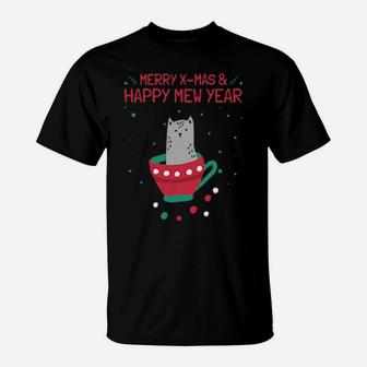 Merry Xmas Happy Cat Year T-Shirt - Monsterry