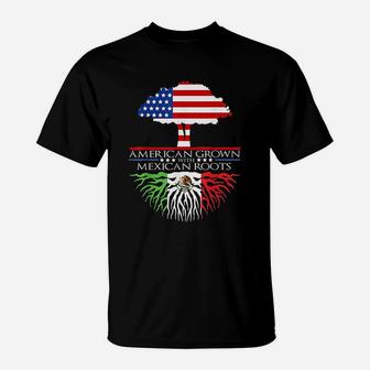 Mexican Roots American Grown Tree Flag Usa Mexico T-Shirt | Crazezy UK