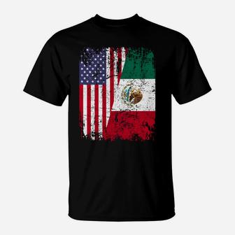Mexican Roots | Half American Flag | Mexico T-Shirt | Crazezy