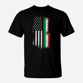 Mexico Usa Grown Roots - Mexican American Flag T-Shirt | Crazezy