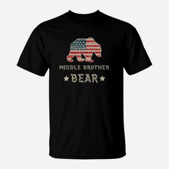 Middle Brother Bear Patriotic 4th Of July T-Shirt - Thegiftio UK