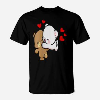 Milk Mocha Bear Leap Of Love Valentiness Couples Kiss T-Shirt - Monsterry