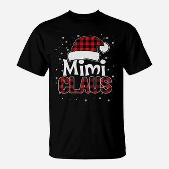 Mimi Claus Christmas Santa Hat Buffalo Plaid Matching Family T-Shirt | Crazezy UK