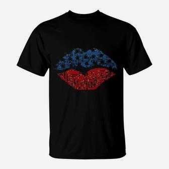 Mnlybaby American Flag Lips T-Shirt | Crazezy UK