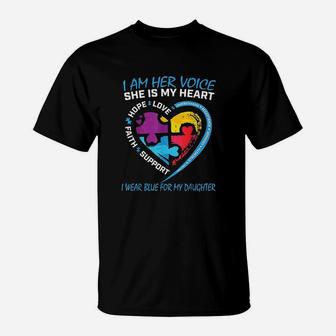 Mom Dad Puzzle I Wear Blue For My Daughter Awareness T-Shirt | Crazezy CA