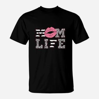Mom Life Women Leopard Lips T-Shirt | Crazezy AU