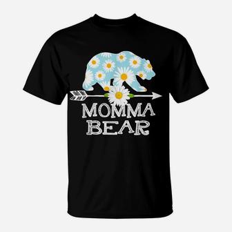 Momma Bear Daisy Flower Mothers Day T-Shirt | Crazezy