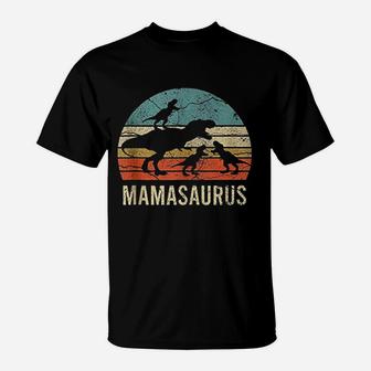 Mommy Mom Mama Dinosaur Funny 3 Three Kids Mamasaurus Gift T-Shirt | Crazezy AU