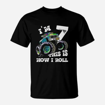 Monster Truck 7Th Birthday T-Shirt | Crazezy