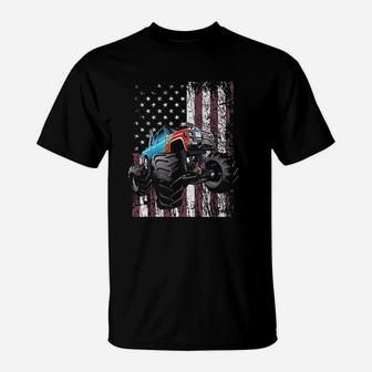 Monster Truck American Flag T-Shirt | Crazezy