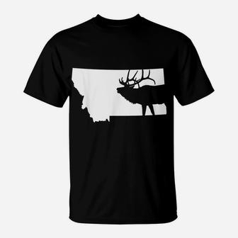 Montana Elk Hunting Cool Montana Hunters Hunting T-Shirt | Crazezy