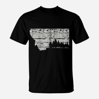 Montana Map Outline - Outdoors Montana Zip Hoodie T-Shirt | Crazezy