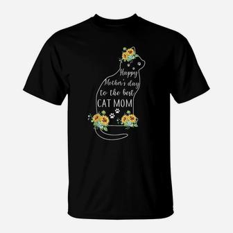 Mother Happy Mother's Day To The Best Cat Mom With Flower T-Shirt | Crazezy CA