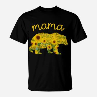 Mothers Day Christmas Floral Father Gift Mama Bear Sunflower T-Shirt | Crazezy