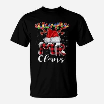 Mr Claus Costume Christmas Pajama Buffalo Plaid Santa Family T-Shirt | Crazezy