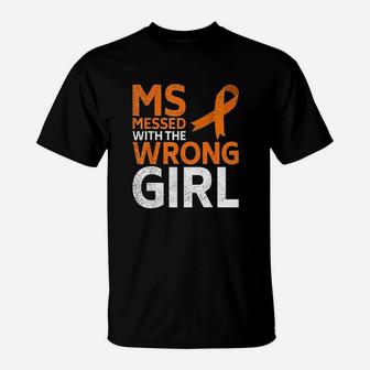 Ms Messed With The Wrong Girl Wear Orange Ribbon T-Shirt | Crazezy DE