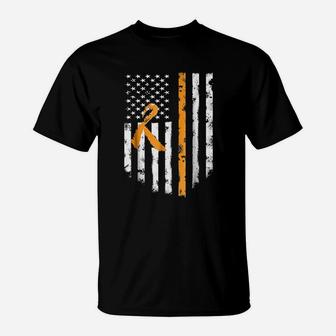 Multiple Sclerosis Awareness Ms Ribbon American Flag T-Shirt | Crazezy