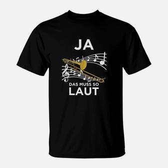 Musikbegeistertes T-Shirt 'Ja, das muss so laut', Noten & Gitarren-Design - Seseable