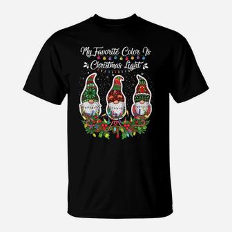 My Favorite Color Is Christmas Light Gnome Merry Christmas T-Shirt | Crazezy
