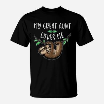My Great Aunt Loves Me Cute Sloth And Baby Youth T-Shirt | Crazezy