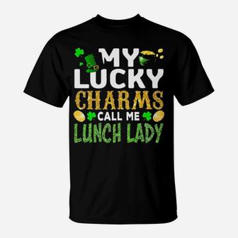 My Lucky Charms Call Me Lunch Lady St Patricks Day Shamrock Hat Golden Coin Irish T-Shirt - Monsterry AU
