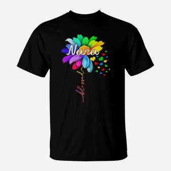 Nana Blessed Grandma Flower Daisy Tie Dye Colorful Rainbow T-Shirt | Crazezy