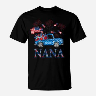 Nana Flower Truck American Flag 4Th July Independence Day T-Shirt | Crazezy UK