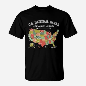 National Parks Map Camping T-Shirt | Crazezy AU