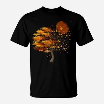 Nature Wildlife Full Moon Tree Flock Of Birds Outdoor Forest T-Shirt | Crazezy DE