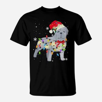 Neapolitan Mastiff Dog Christmas Light Xmas Mom Dad Gifts T-Shirt | Crazezy AU