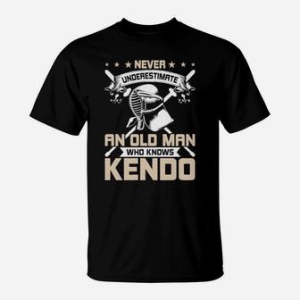 Never Underestimate An Old Man Who Knows Kendo T-Shirt - Monsterry